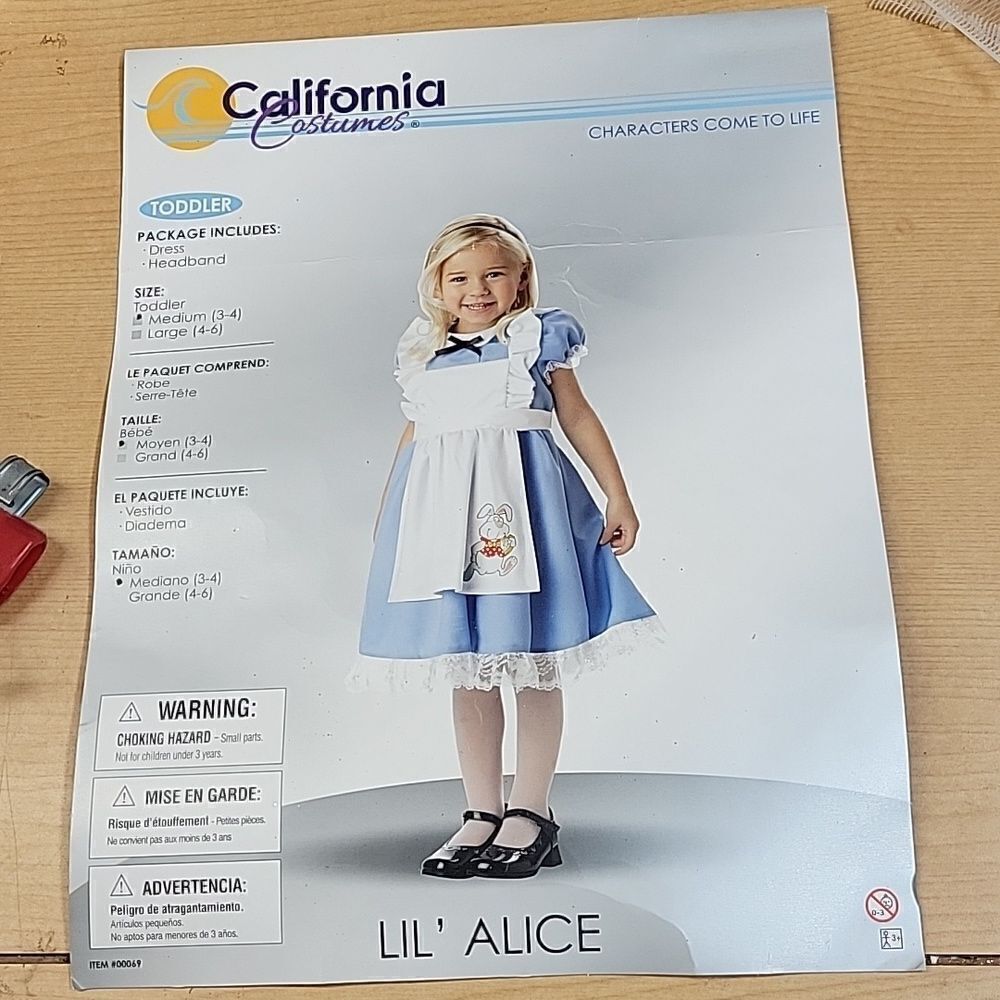 California Costume Todder Lil  Alice Costume Medium 3-4